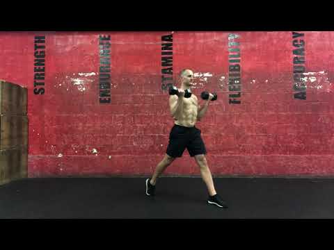 Split squat with dumbbell arm curl