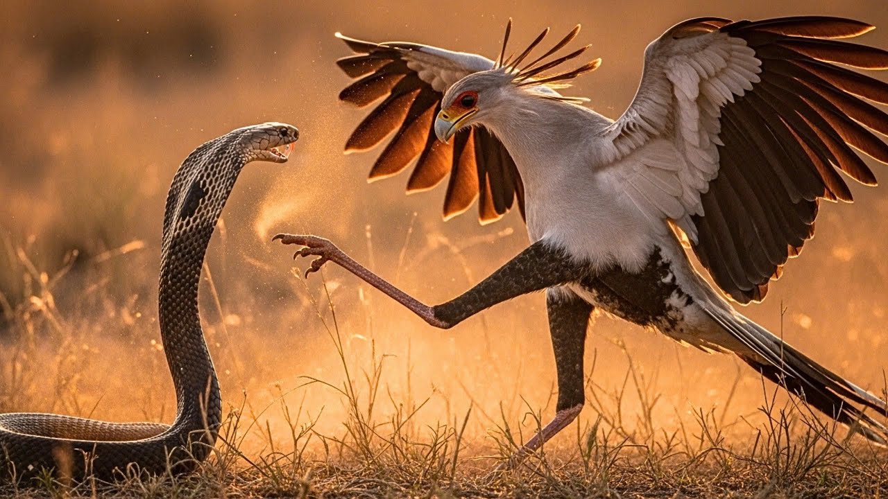 King Cobra vs Secretary Bird – The Most Epic Battle Ever Caught on Camera