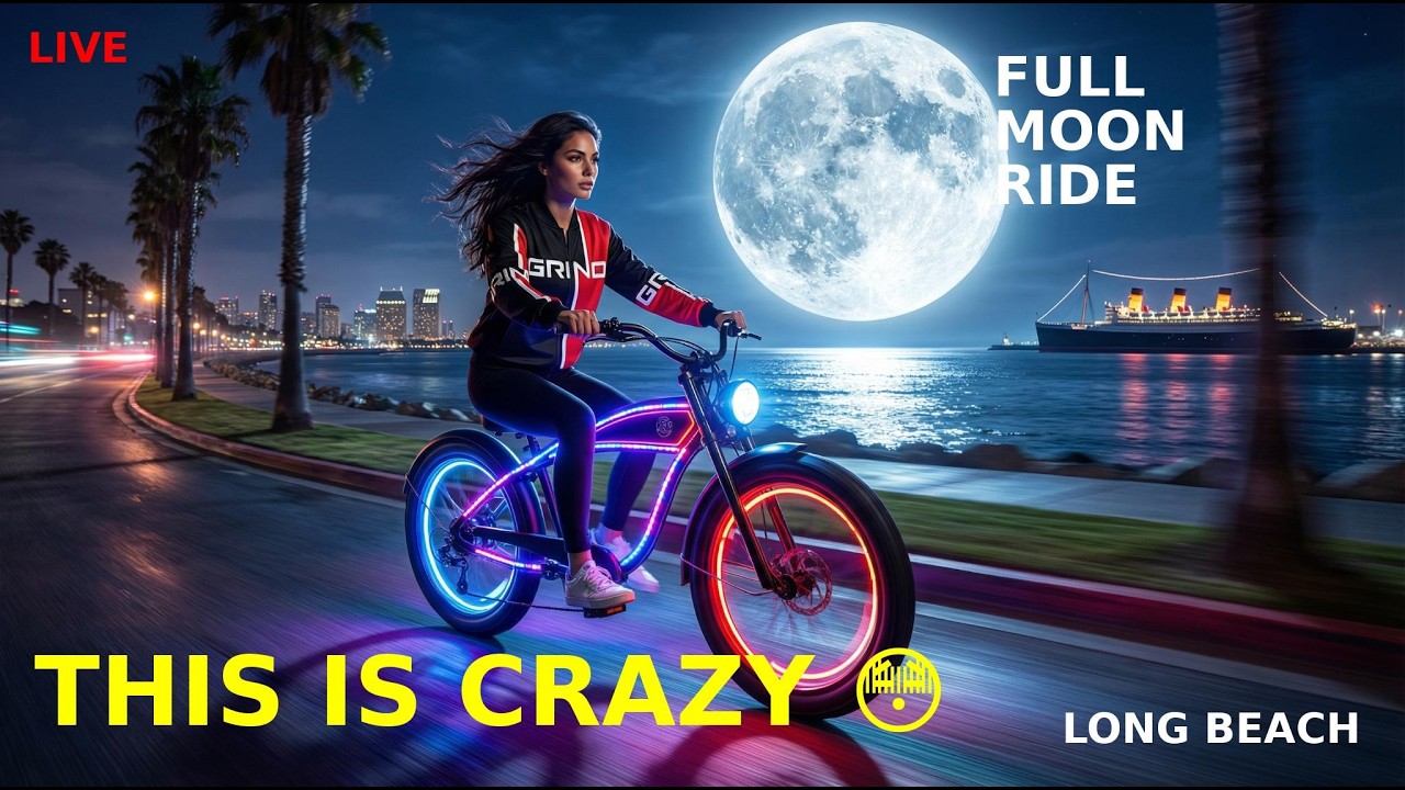🌕 FULL MOON BIKE RIDE LIVE 😳 Long Beach Moonlight Mash | Night Ride ...