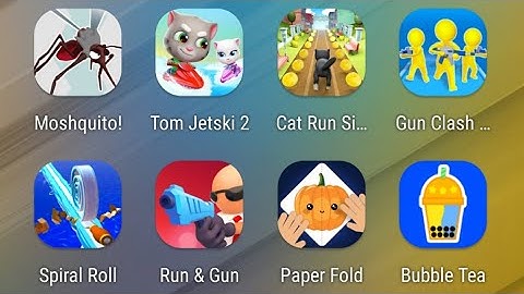 Moshquito,Tom Jetski 2,Kitty Cat Run,Gun Clash 3D,Spiral Roll,Run & Gun,Paper Fold,Bubble Tea