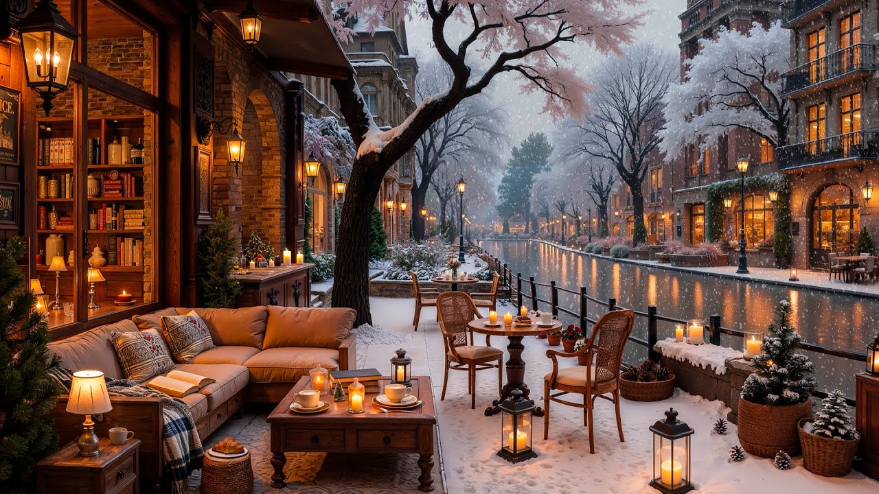 Good Mood with Calm January Winter Jazz ⛄ Cozy Coffee Porch Ambience ...