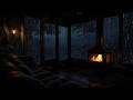 A Slow Rainy In A Wooden Cabin With Gentle Fireplace Sounds For Relaxation