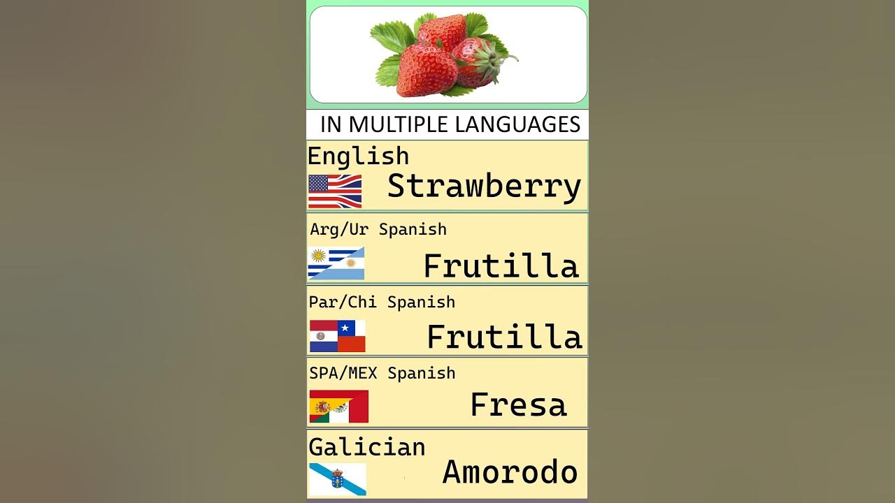 #strawberry In Multiple #languages Part 1 #spanish #galician - YouTube