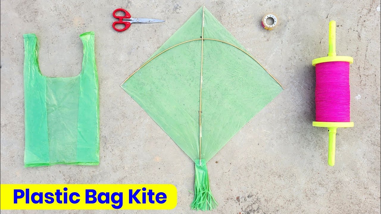 How to make plastic bag kite , patang kese banate hai , flying homemade kite