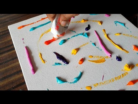 Easy & Colorful Abstract Painting for KIDS / FUN /Acrylics on Canvas / Demonstration