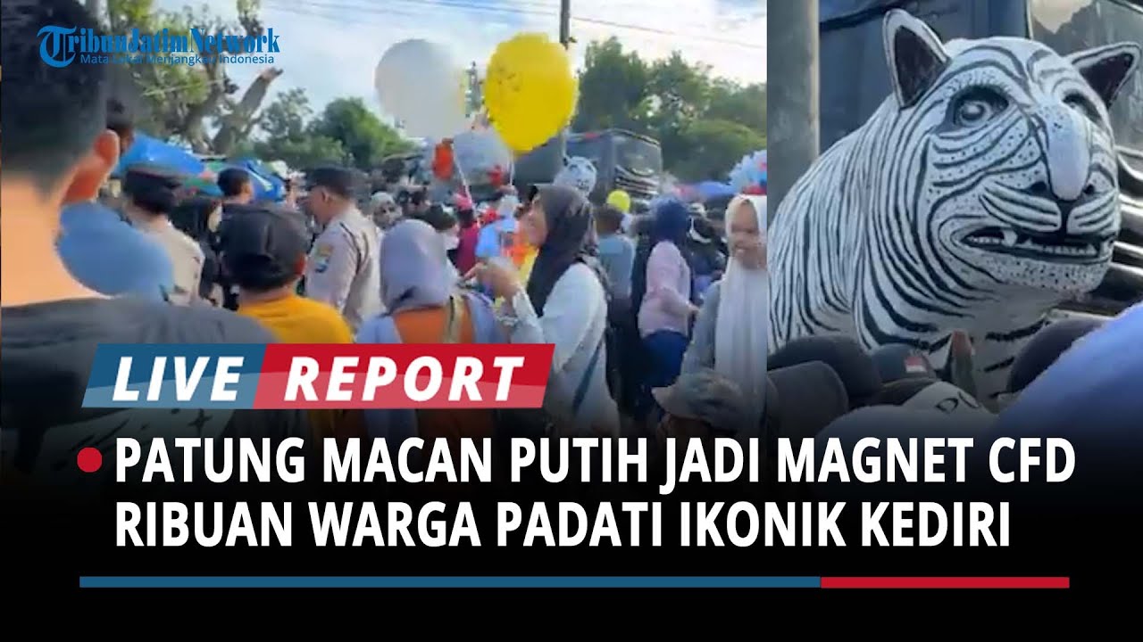 Patung Macan Putih Balongjeruk Jadi Magnet CFD, Ribuan Warga Padati Kawasan Ikonik Kediri