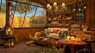 4K April Spring Jazz 🌸 Cozy Coffee Shop with Fireplace & Soft Jazz Background Music for Work, Study screenshot 1