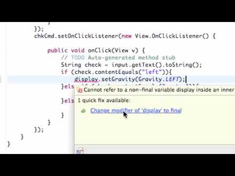 Android Application Development Tutorial   29   Set Gravity within Java
