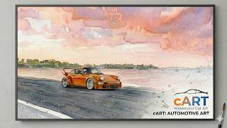 HD Watercolor Car Screensaver | 2 Hours Lo-Fi Jazz | Porsche 911 Wallpaper Background screenshot 3