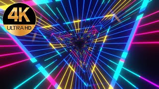 10 Hour 4k TV VJ Loop Tringle Relaxing Neon tunnel Live wallpaper, No sound, Abstract art Video 4K