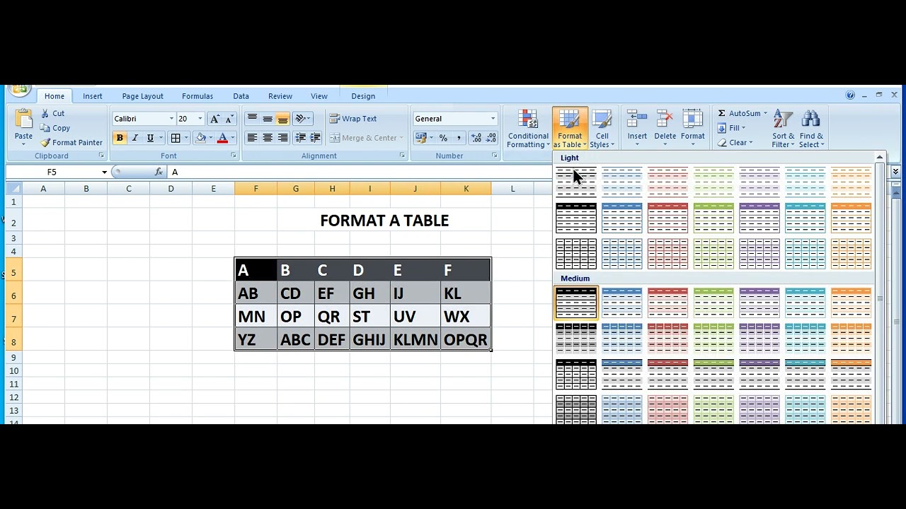 FORMAT A TABLE - YouTube