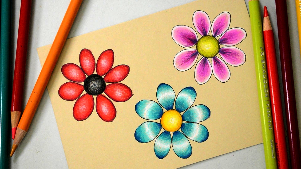 Simple Easy Colored Pencil Drawings Of Flowers bmpcentral