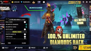 FREE FIRE NEW MOD APK || UNLIMITED DIAMOND HACK || FF MOD MENU APK 2025