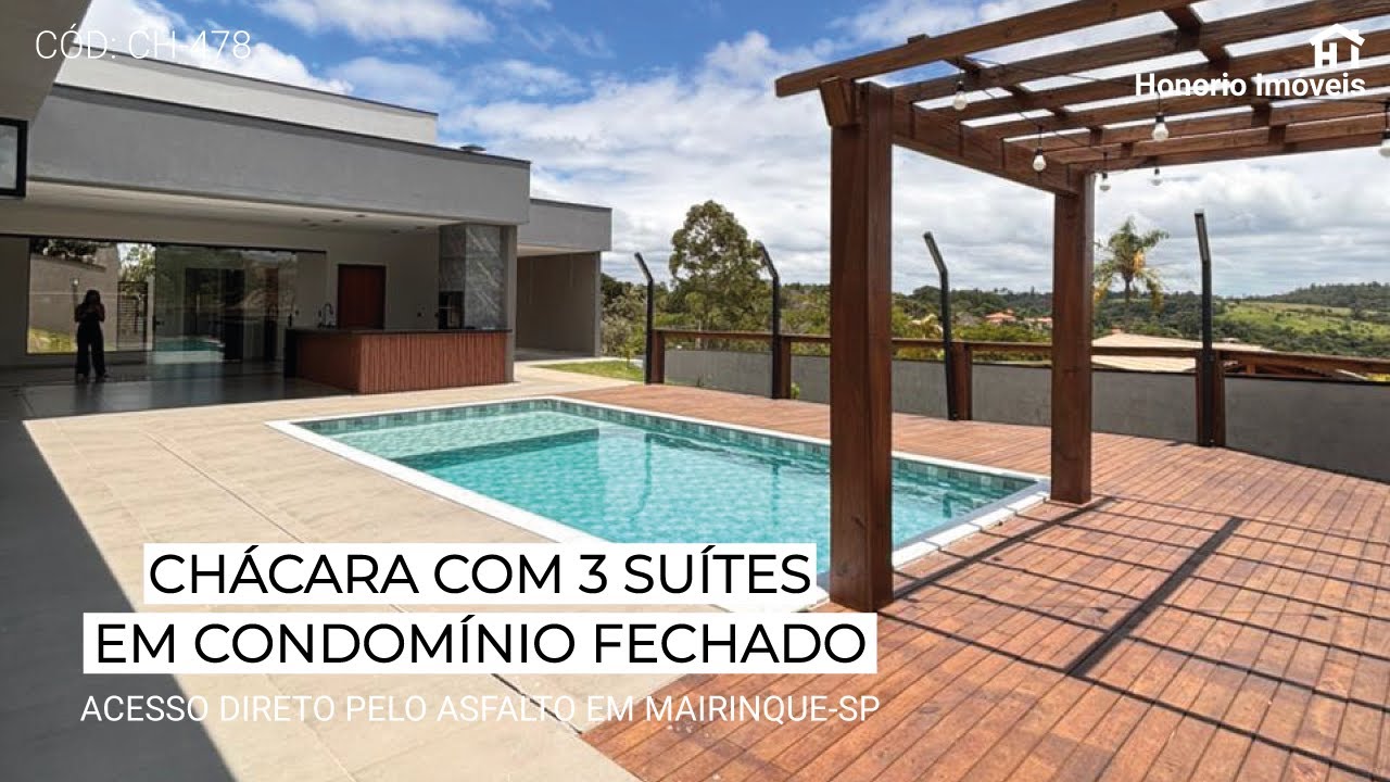 Chácara em condomínio no interior de São Paulo - 3 Suítes | Piscina | área Gourmet - Mairinque - SP