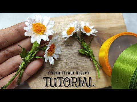 DIY Daisy Brooch How To Make Satin Ribbon Flower Easy
