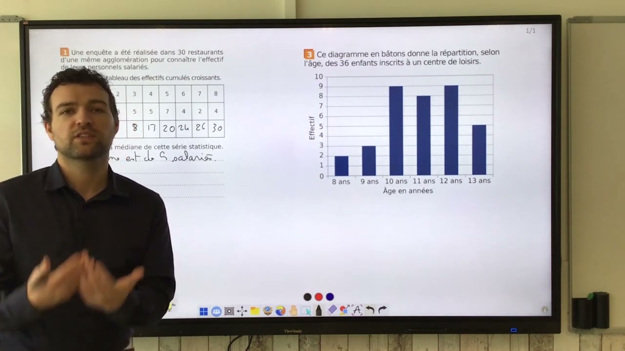 Déterminer une médiane à partir d'un tableau ou d'un diagramme.