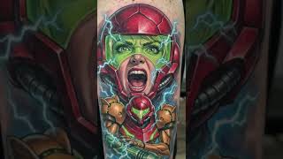 A tattoo coming to life screaming opera extremely loudly short