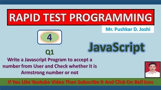 Armstrong Number check in Js || Rapid Test Programming || Joshi Pushkar D. || Web Technology
