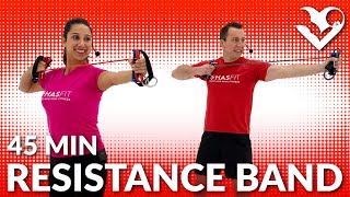 45 Minute Full Body Resistance Band Workout - Exercise Band Workouts for Women \& Men