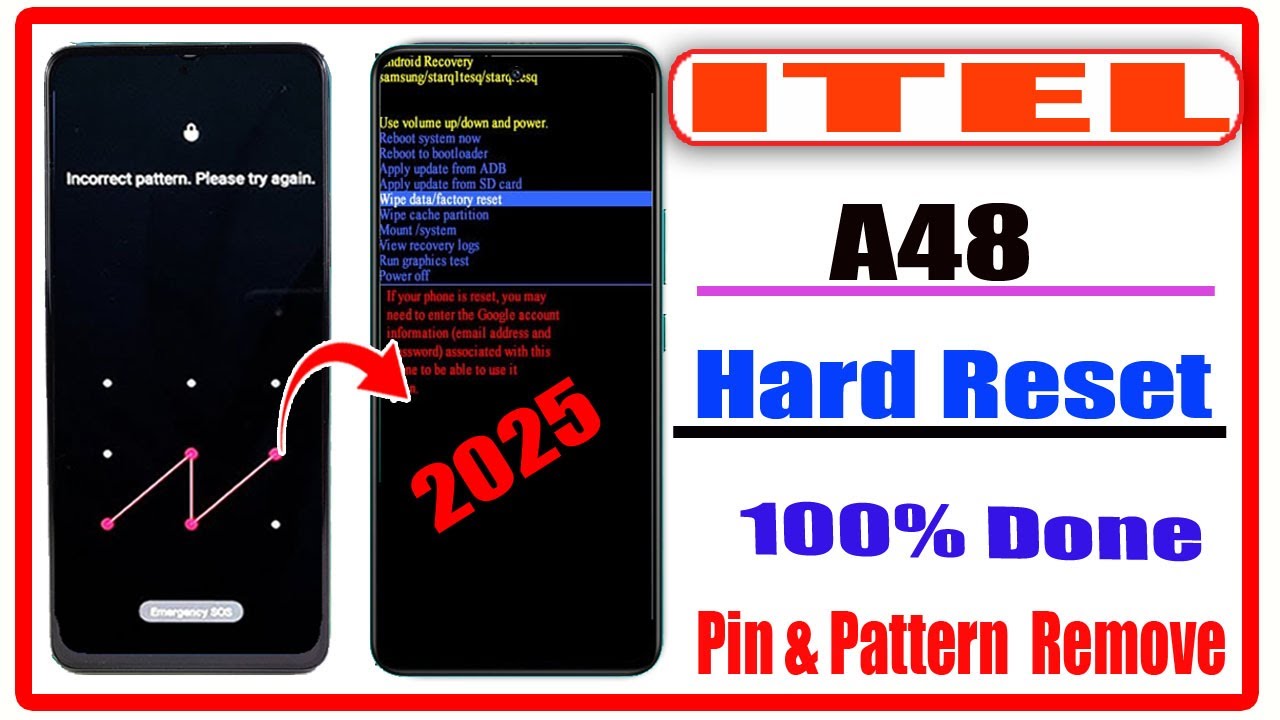 Itel​ A48 Hard Reset 2025// Pattern Unlock Itel (L6006L) Factory Reset Without Pc 2025 |