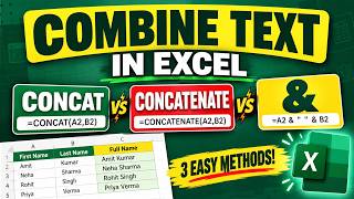 3 Ways to Combine Text in Excel | CONCAT vs CONCATENATE vs & Operator