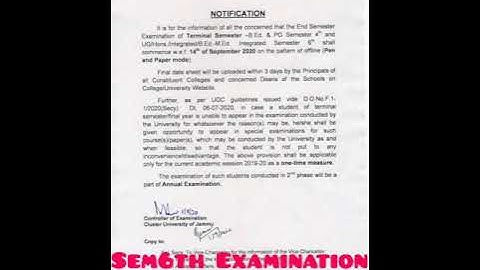 EXAMINATION PATTERN OF SEM6 STUDENTS | CLUSTER UNIVERSITY OF JAMMU | VIJAY DEOL