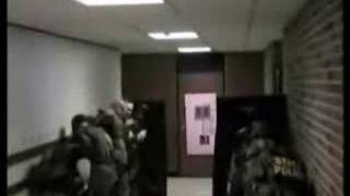 Police blows up a door...