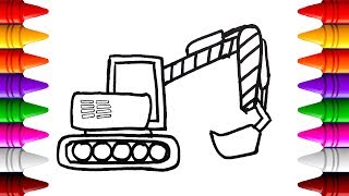 Vẽ máy xúc đất - Vẽ tranh tô màu máy xúc | Drawing a excavator