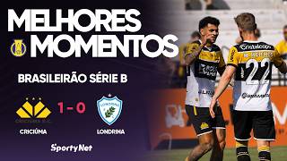 O CRICIÚMA VENCE O LONDRINA EM CASA - Criciúma 1x0 Londrina - Melhores Momentos Brasileirão Série B