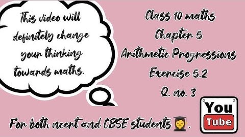 class 10 maths chapter 5 Arithmetic Progressions Exercise 5.2 Q. no. 3         |JKBOSE| CBSE ncert