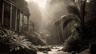 Jungle Vintage Photos Generated By Ai Natural Landscape Forest 森 山 川 ヴィンテージ 建築 自然 風景 白黒 写真