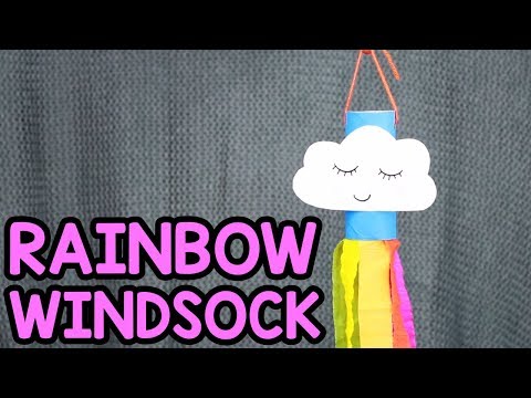 How to Make Rainbow Windsock Paper Roll Craft for Kids