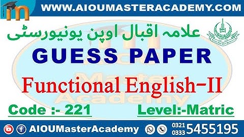 AIOU GUESS PAPER CODE 221 || English-II Solved Guess Paper 221 || AIOU 221 Guess Paper