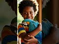Adorable Kid & Parrot Clip - Colorful Macaw Close Up | Free stock video