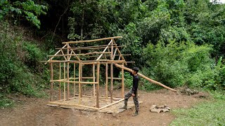 30 дней в одиночестве в лесу. Строительство деревянного дома, домика для выживания в пустыне | Эп2