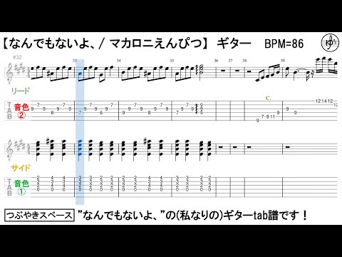 【なんでもないよ、/ マカロニえんぴつ】ギターtab譜 【AIきりたん】【耳コピ】