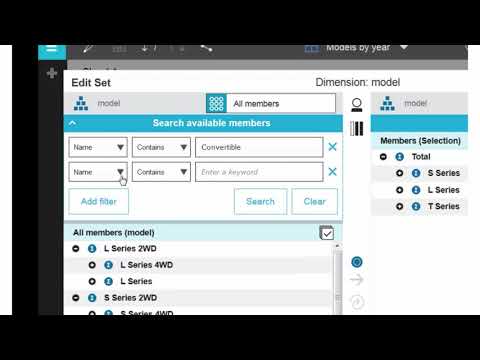 Search in the Set Editor in Planning Analytics Workspace