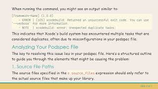 Fixing the pod spec lint Error: Understanding and Resolving Duplicate Task Issues in iOS Projects