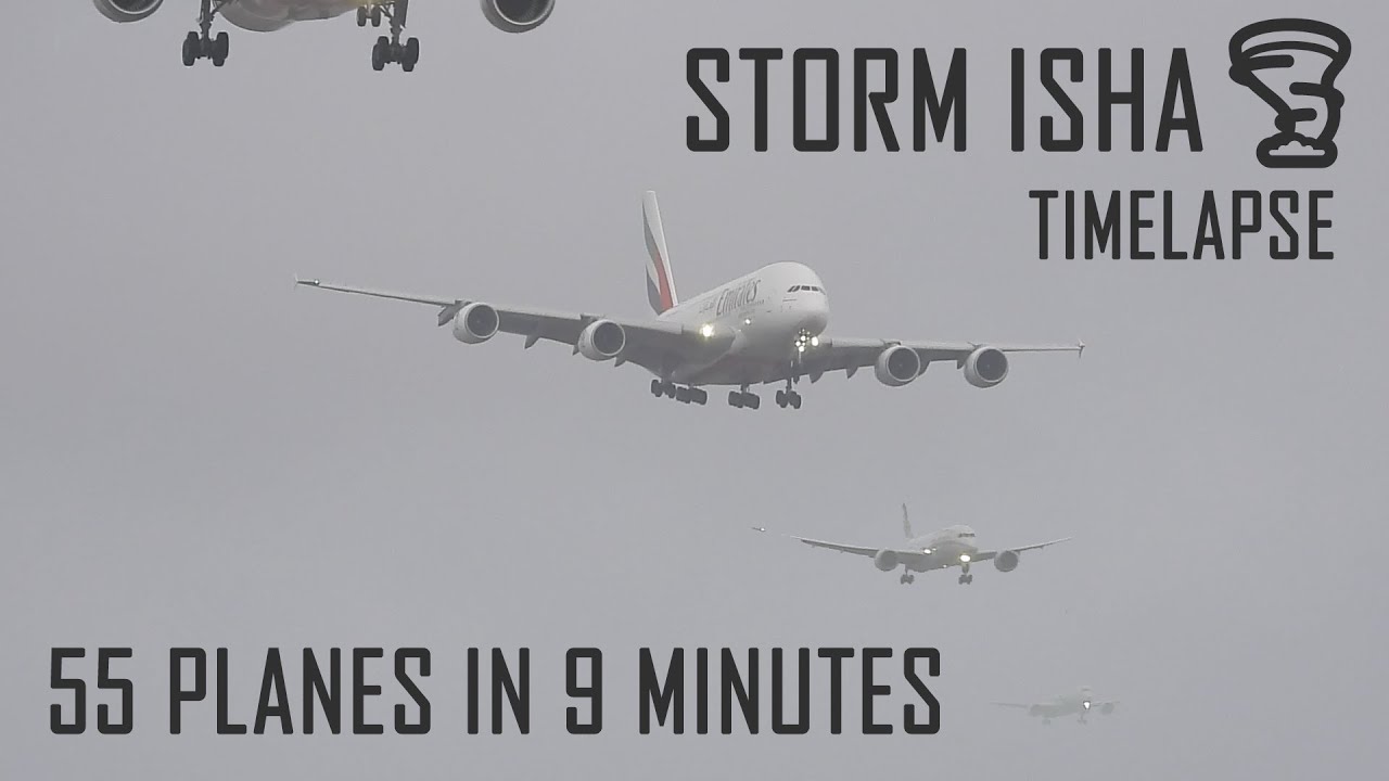 Storm Isha: 55 Planes in 9 Minutes at London Heathrow in Timelapse ...