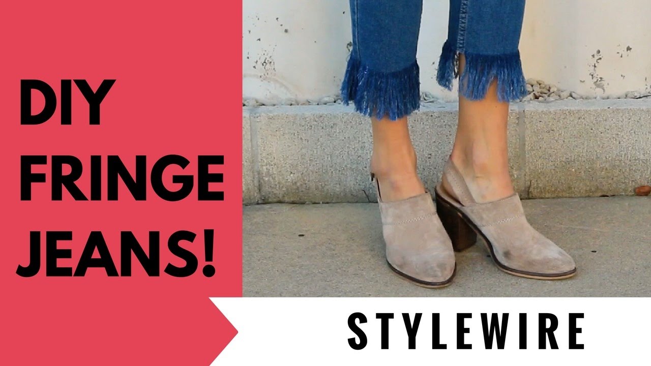 DIY Fringe Jeans (STYLEWIRE) | Hollywire - YouTube