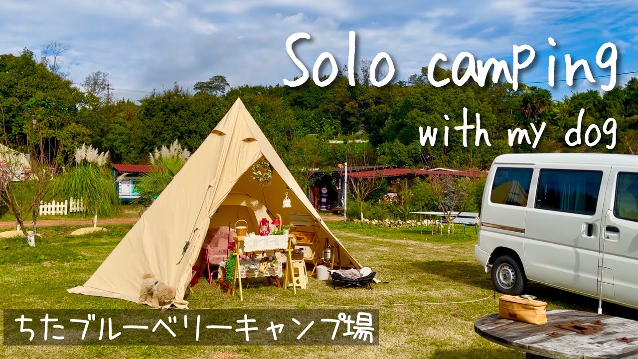 【女性限定キャンプ場】久しぶりテント泊/女ひとりと1匹/アメリカンドッグ/ちたブルーベリーキャンプ場