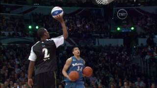 JaVale McGee Dunks 3 Ball's At Once (John Wall Pass 2-19-2011) NBA Dunk Contest