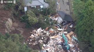 空撮：大雨で千葉では河川氾濫、土砂崩れ