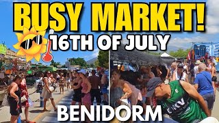Benidorm -  CROWDED Wednesday Market! 🌞 Extremely Hot Temps! (+38˚C)