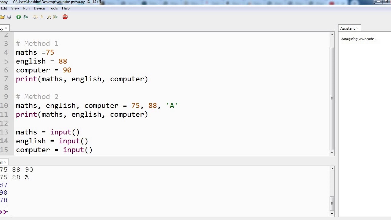 explain variable assignment with suitable example