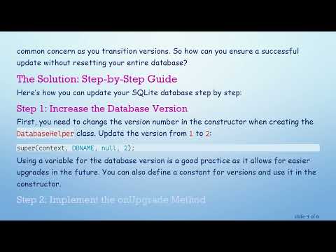How to Update an SQLite Database Without Losing User Data