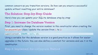 How to Update an SQLite Database Without Losing User Data