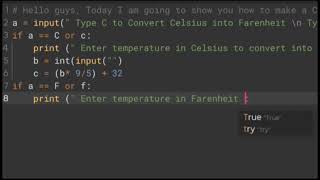 Temperature Conversion using Python for Beginners