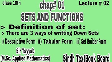 Class 10 Maths(new book)/ Chapter 1|SET/ Exercise #17.1 QNo.1&2 SINDH BOARD/#M.T Maths Teacher