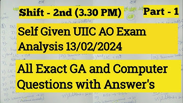 SELF-GIVEN UIIC AO  EXAM ANALYSIS GA QUESTIONS #uiicao #uiicl #uiicassistant  #examanalysis